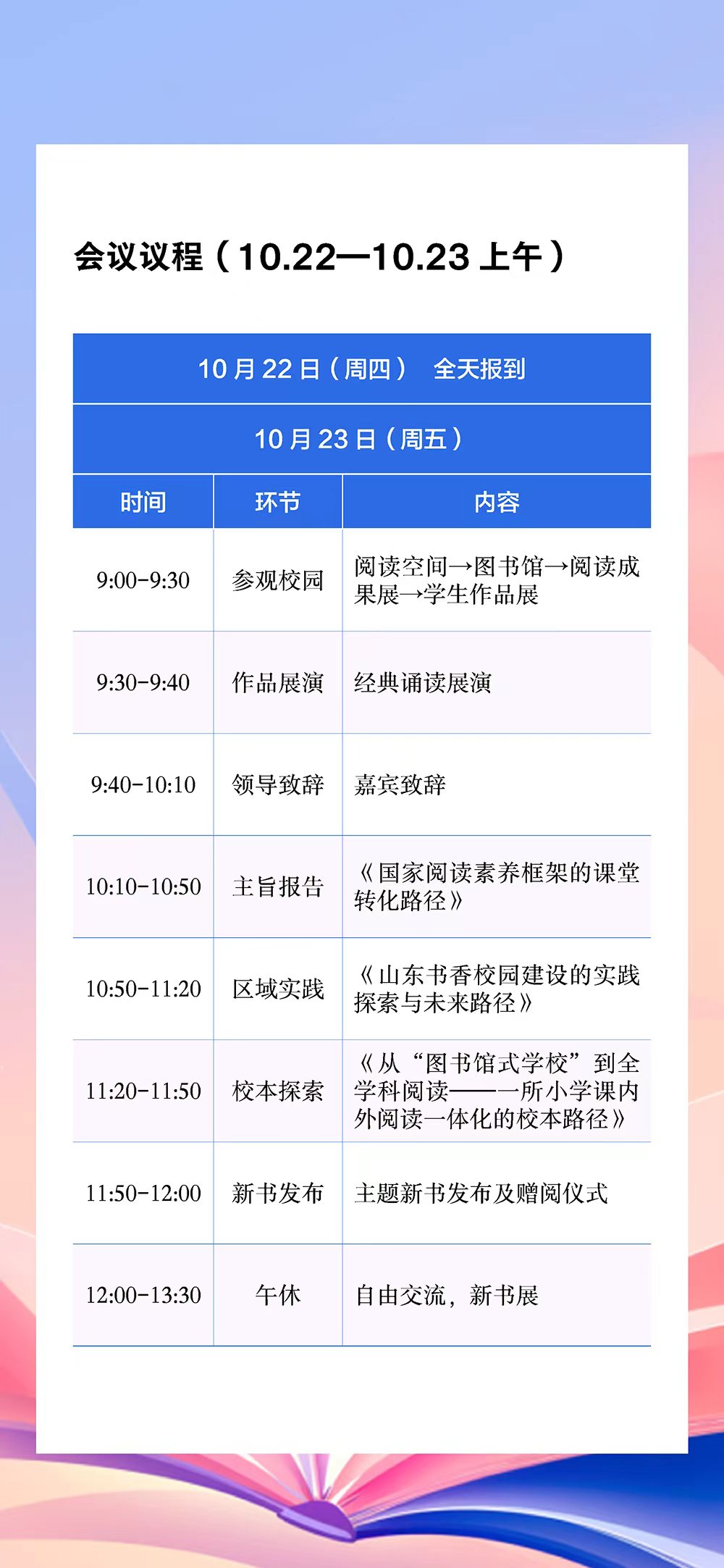 10月22日至23日上午会议议程