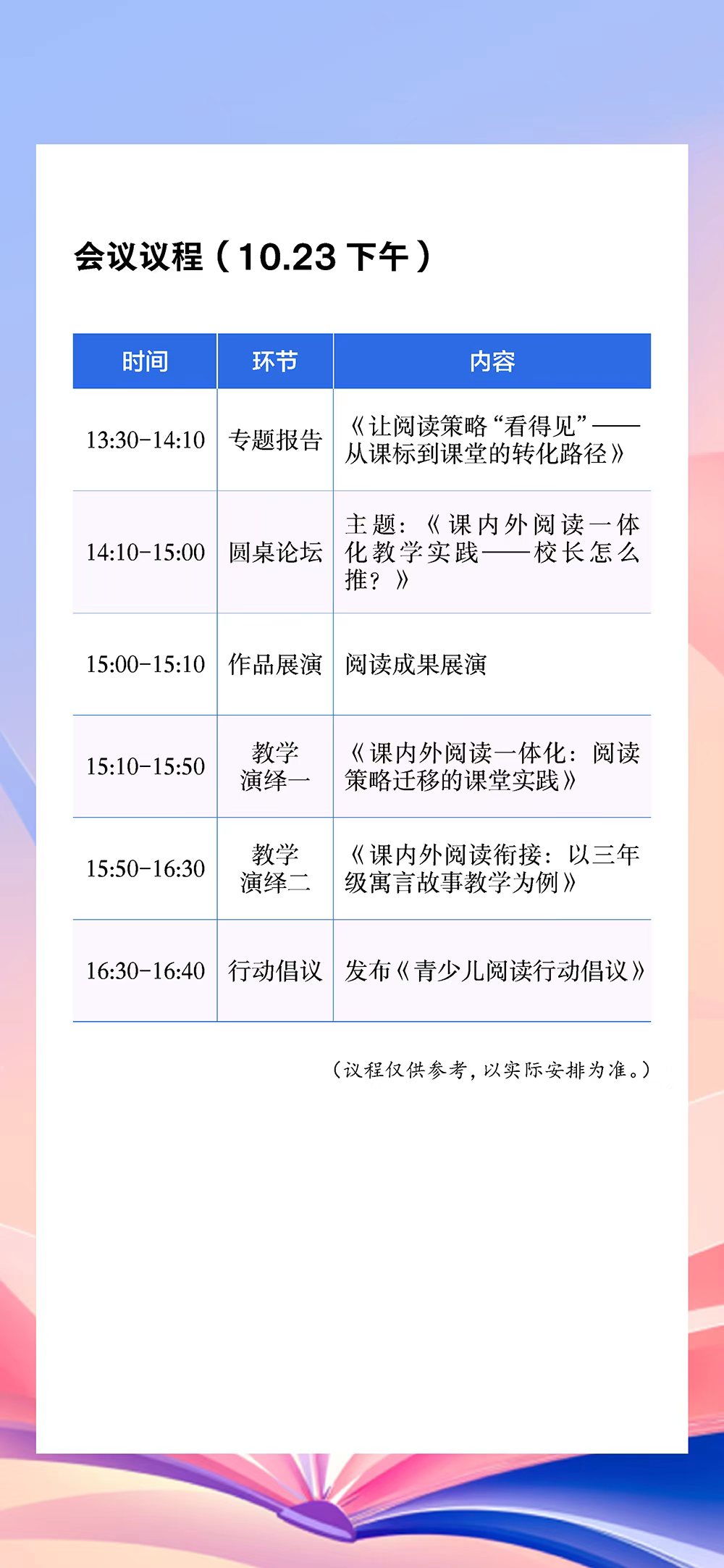 10月23日下午会议议程